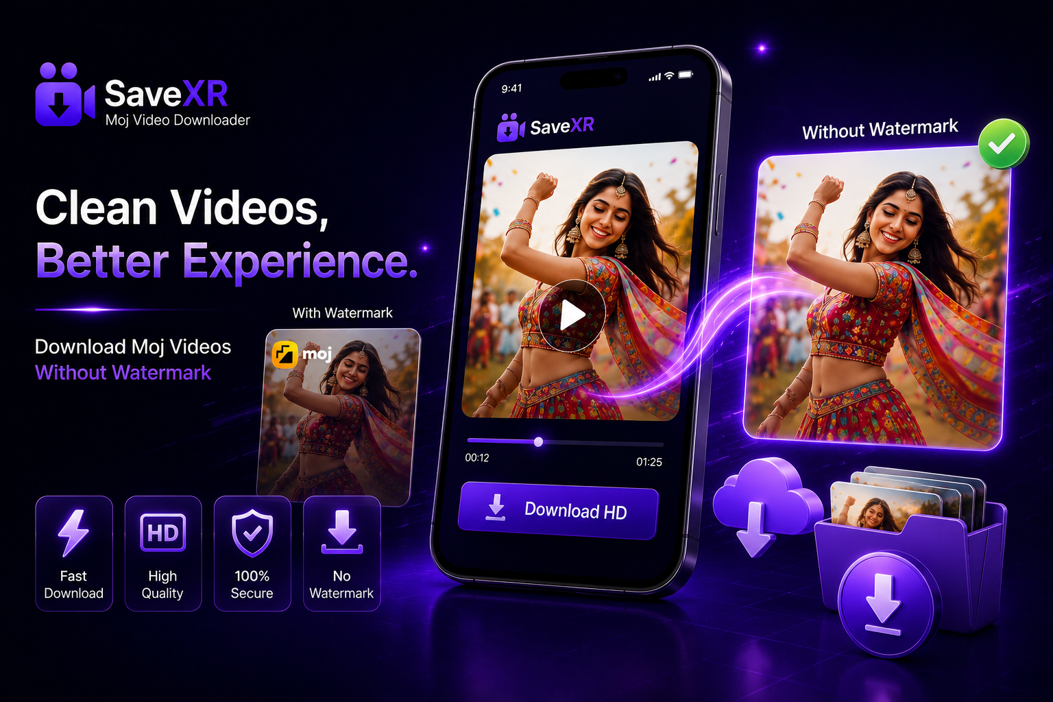 Moj Video Download Without Watermark makes the videos cleaner